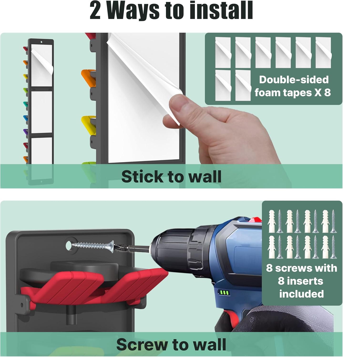 Hat Organizer for Baseball Caps with Built-in Spring Clips - Wall Mount Closet Hat Rack Holder