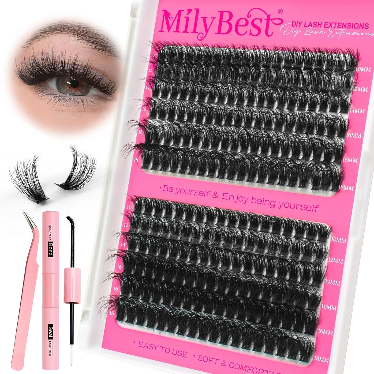 MilyBest Lash Clusters Kit 60D 80D Fluff Cluster Eyelash Extensions