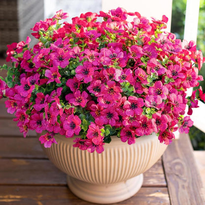 HyeFlora Artificial Flowers for Outdoor Indoor Garden Home Decoration, 12 Bundles (Mix Pink Red Purple Yellow)