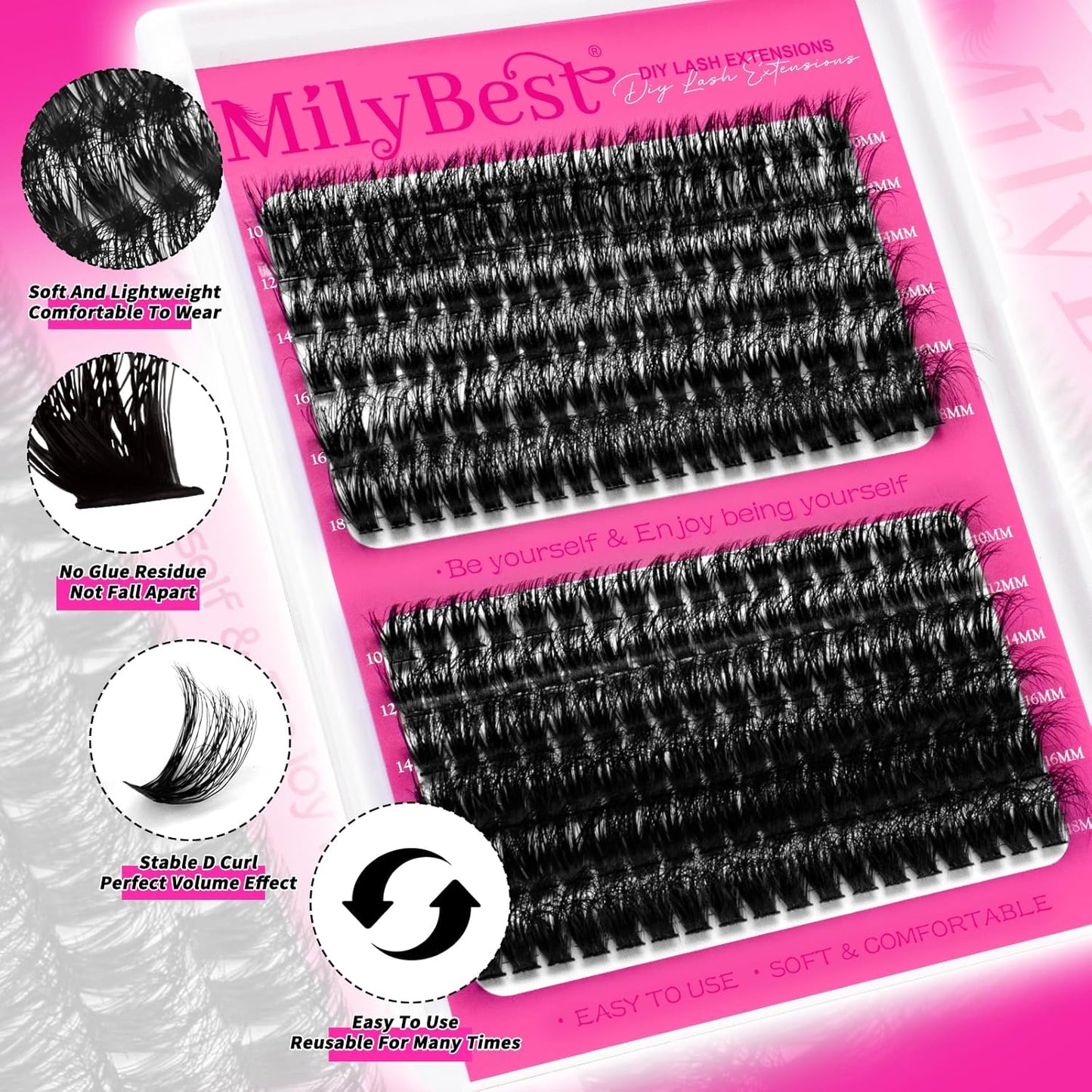 MilyBest Lash Clusters Kit 60D 80D Fluff Cluster Eyelash Extensions