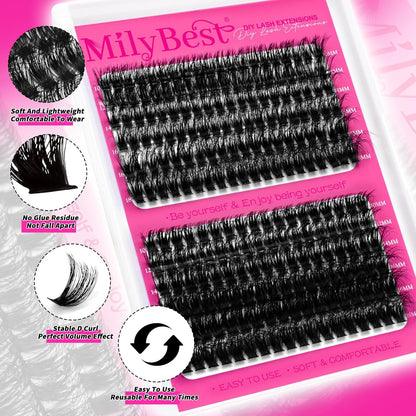 MilyBest Lash Clusters Kit 60D 80D Fluff Cluster Eyelash Extensions