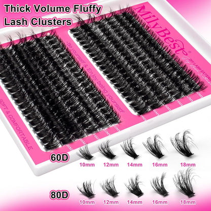 MilyBest Lash Clusters Kit 60D 80D Fluff Cluster Eyelash Extensions